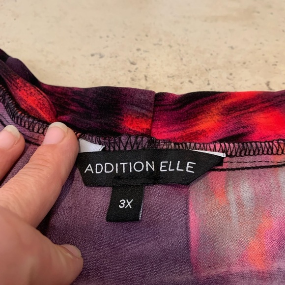Addition Elle 3X Purple & Pink Abstract Print Long Sleeve Top - Picture 2 of 7